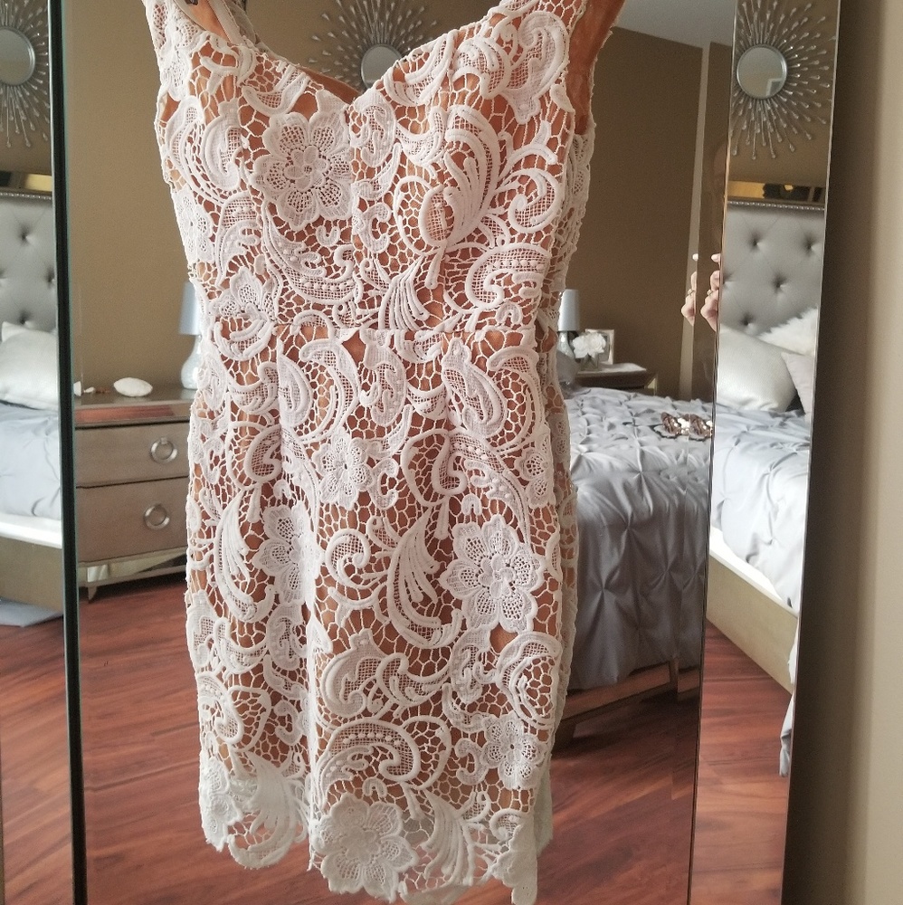 Bleu Luxury Boutique White Nude Lace Dress